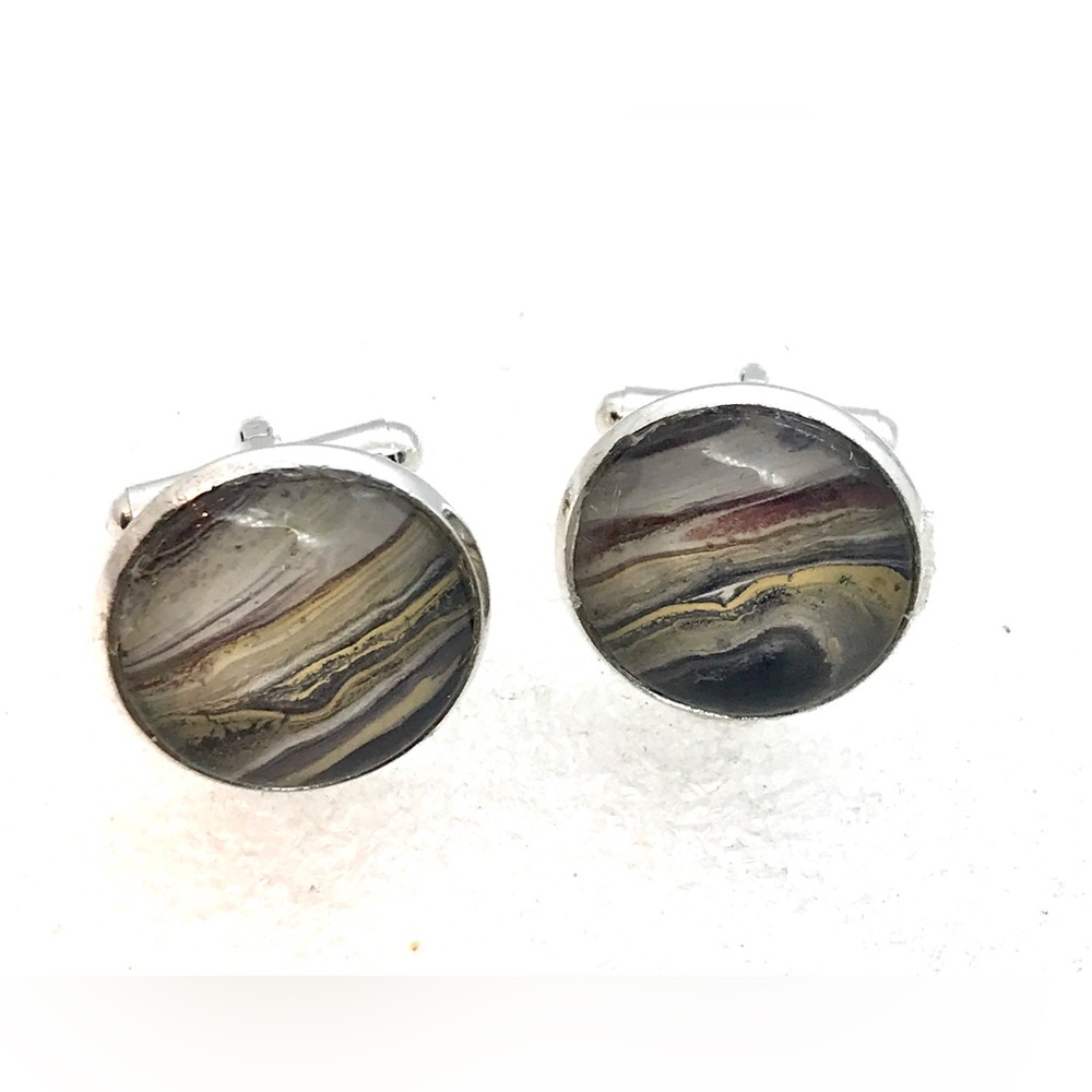 Cufflinks silver plated handcrafted glass